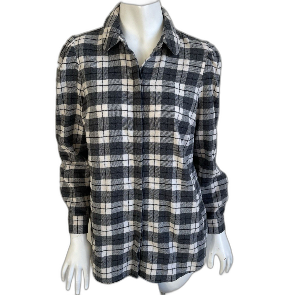Tuckernuck Saranac Flannel Button Down‎ Shirt Gray Plaid Comfy Cozy Casual M
